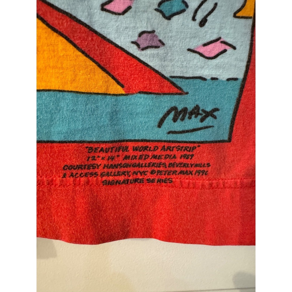 Peter Max NEOMAX rare graphic t shirt I Love the World artstrip 1989 VINTAGE Y2K - Picture 3 of 9